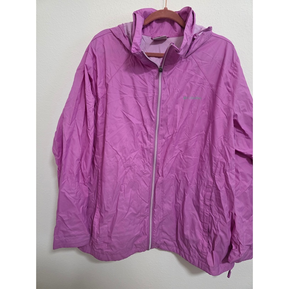 Columbia Womens Plus 3X Purple Switchback Windbreaker Hooded Jacket